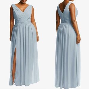 Dessy Collection 2894 SLEEVELESS DRAPED CHIFFON MAXI DRESS Mist Blue